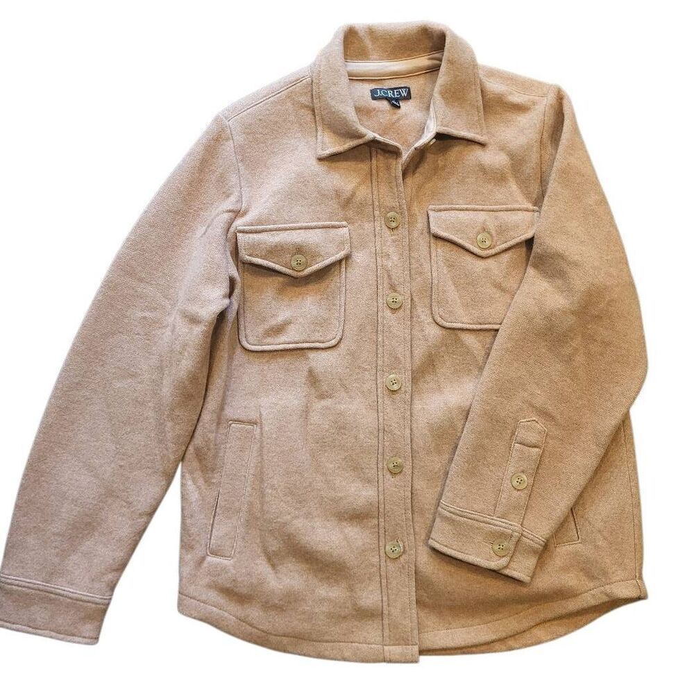 J. Crew Shirt-Jacket Women's Small Camel Wool Blend Button Down Collared